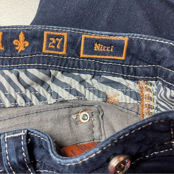 Rock Revival Jeans Nicci Mid Rise Skinny Stretch Denim Rhinestones Studs Blue 27 - Picture 10 of 16